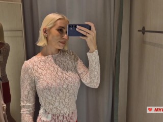 Try On Haul Transparent Clothes, Completely See-Through. At The Mall. See on me in the fitting room
