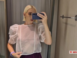 Try On Haul Transparent Clothes, Completely See-Through. At The Mall. See on me in the fitting room