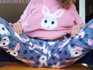 stepdad hard teasing wet pussy and small tits stepdaughter in pajama