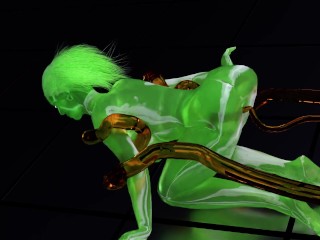 Slime girl vs Her Alien pet (No Audio)