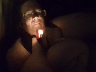 Flashlight titfuck in the dark