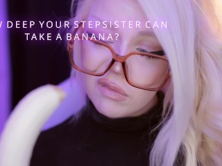 *CHALLENGE* 🍌 HOW DEEP YOUR STEPSISTER CAN TAKE A BANANA ? 🍌 FULL VIDEO ON OF (with VIP PASS tip )