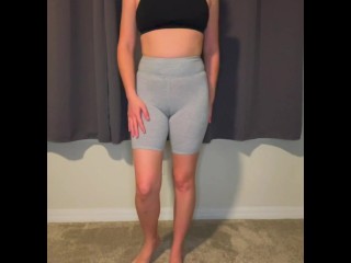 Trying on my new workout shorts with no panties on