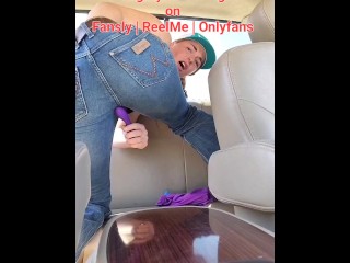 Horny Redhead Cowgirl Fucks Herself In Dually Truck, Barn and Horse Trailer