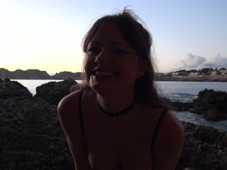 gentle outdoor sex, standing, with Antonio Mallorca, sperm on her face