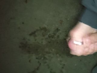 Spray piss pee desperation outdoor and cum