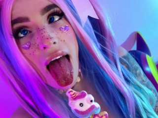 Fucking your KAWAII STEPSISTER - Ahegao Cosplay E-Girl, Feet, Footjob, Blowjob, Belle Delphine Style