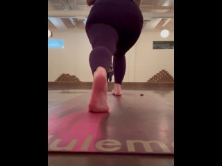 Yoga Instructor's Soft Sweaty Dick Stiffening Soles Right in your Face!