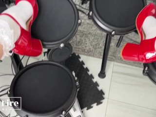 Music lesson ends with hard fucking on the drum - Mia Fire