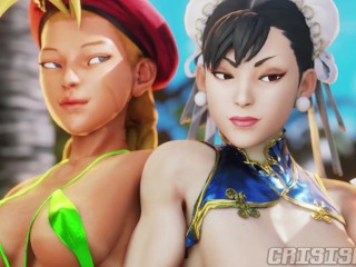 Chun Li and Cammy get fucked on the beach