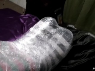 Saran Wrapped Socked Feet