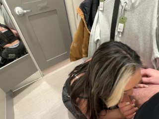 Risky Quickie With Asian in Target Dressing Room Ends With Creampie