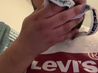 I masturbate smelling my stepmother's used panties and cum on them