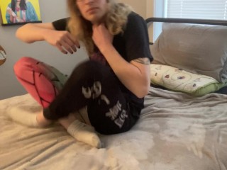 Hot Trans Girl Scratches Herself Up While Masturbating