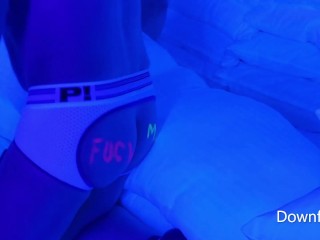 Pillow Humping Under The Black Lights Until Cum