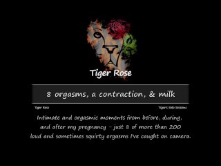 Moaning, quivering, pregnant orgasm progression - before, during, after, a contraction, and milk