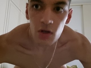 Sexy Boy Next Door with beautiful Ass Teases you and Strokes his Big Dick for you