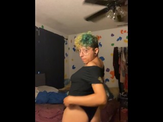 Tiny FTM Femboy BDSM Solo with Buttplug and Strap On