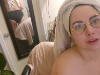 Sexy Wife In Glasses Pleasuring Herself After A Bath (I do NOT OWN Music Copyright)