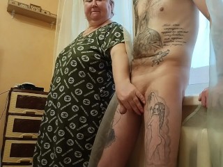 my morning started with a good intense masturbation and blowjob of my dick by my mother-in-law