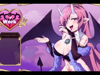 Get to work Succubus Chan [ HENTAI Game  ] Ep.2 undressing giant waifu BLACK NUN beauty !