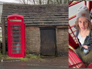 Cumming hard in public red telephone box with Lush remote controlled vibrator in English countryside