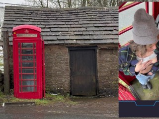 Cumming hard in public red telephone box with Lush remote controlled vibrator in English countryside