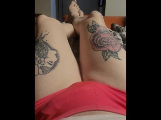 Having fun making my dick move in my thong panties