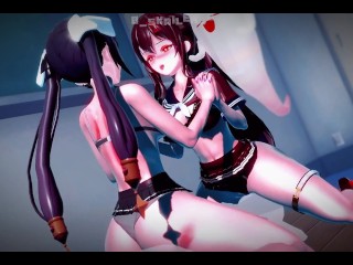 Genshin Impact - Hu Tao and Mona waiting for you in an orgy