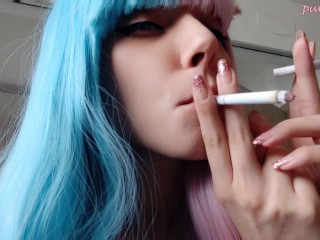 Anime Egirl smoking two cigarettes at the same time (full vid on my 0nlyfans/ManyVids)