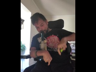 Sexy disabled man uncut bong hit