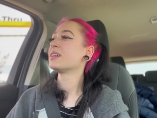 Vlog # 1 First PUBLIC DRIVE-THRU ORGASMS, Shower + Pussy Shaving, Smoking + Blowjob, REAL Orgasms!