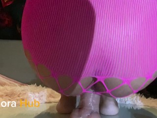 Hot Trans Girl in Pink Lingerie Fucks Her Ass With Dildo Cums Handsfree From Wand