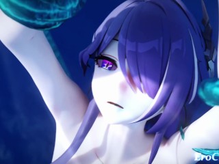 Honkai Acheron gets both of holes penetrated while covered in hot cum