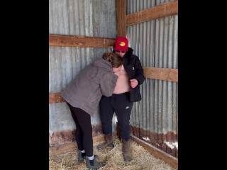 Sexy Lesbian Farmers Kiss And Touch Each Other In The Barn