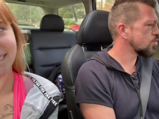 Jerking Him Off and Sucking Big Cock While Driving with Jamie Stone