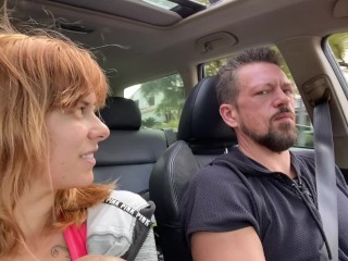 Jerking Him Off and Sucking Big Cock While Driving with Jamie Stone