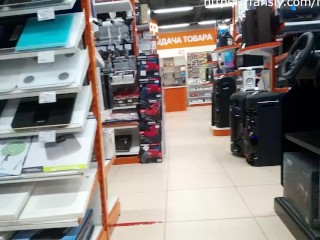 micro skirt without panties in a public place