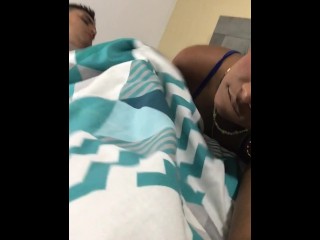 I film my body and caress my pussy and then I give my boyfriend a delicious handjob in our room