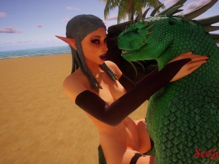 Pretty elf fucks two Corbacs so they can give her a double penetration and squirt