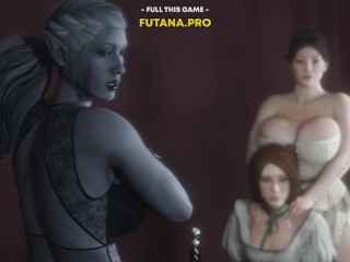 Two guests chose a busty woman for a threesome. Hot animation futanari double penetration