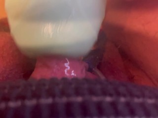 Trans man with fat T dick plays with new toy