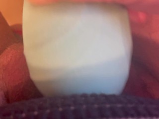 Trans man with fat T dick plays with new toy