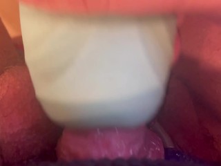 Trans man with fat T dick plays with new toy