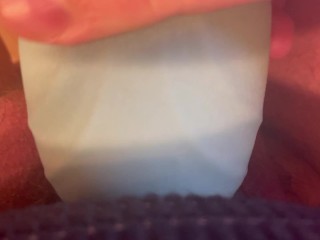 Trans man with fat T dick plays with new toy