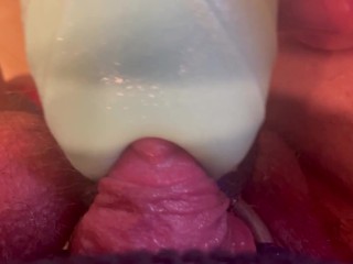 Trans man with fat T dick plays with new toy