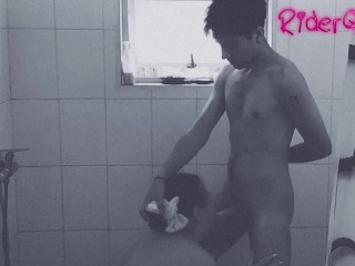 Stepson is seduced by chubby mom and fucks her in the shower