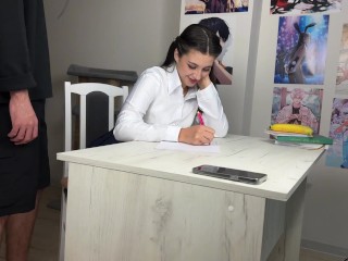 Fucking School Girl When She Do Her Homework - Cum Inside - FreeUse