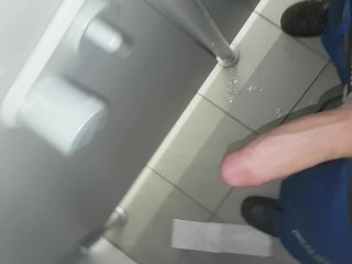 pissing and cumming all over on public toilet again