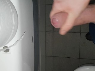 pissing and cumming all over on public toilet again